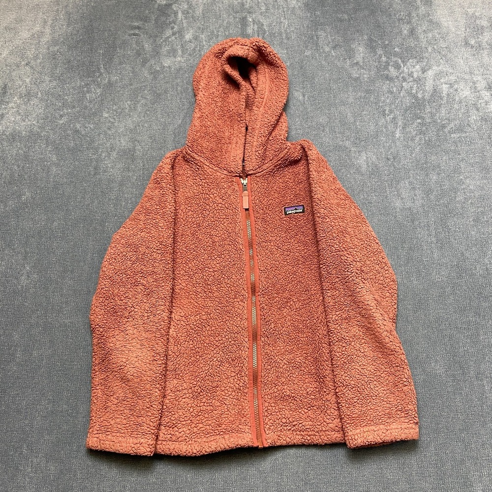 Patagonia Worn Wear Los Gatos Hoody Girls Large 12 Brown Fleece Full Zip Cozy